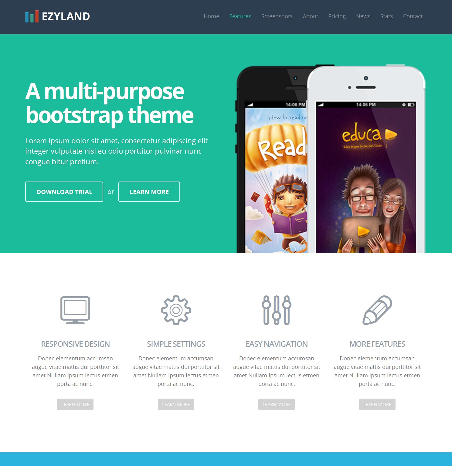 Mobile Bootstrap OnePage Theme