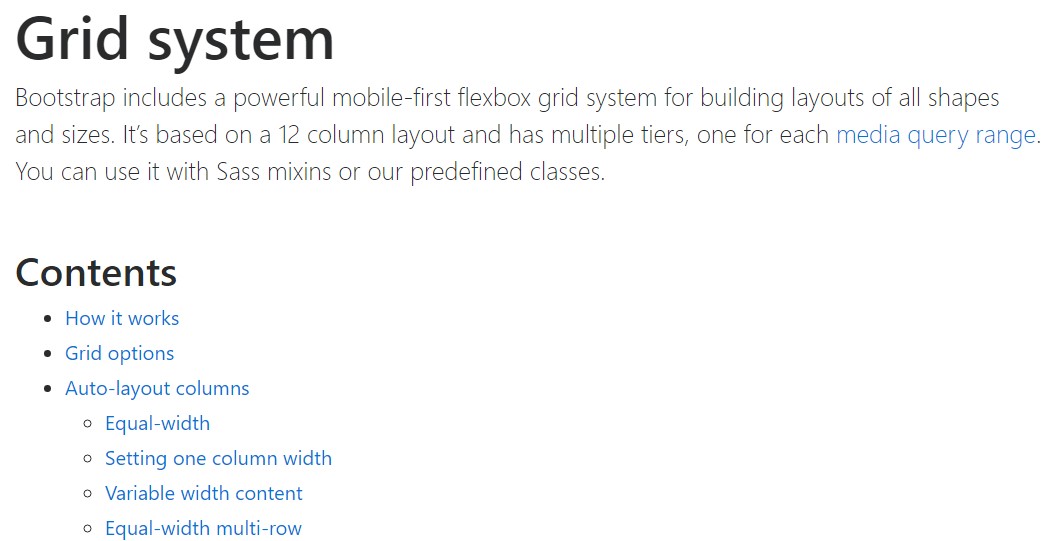 Bootstrap grid  main documentation