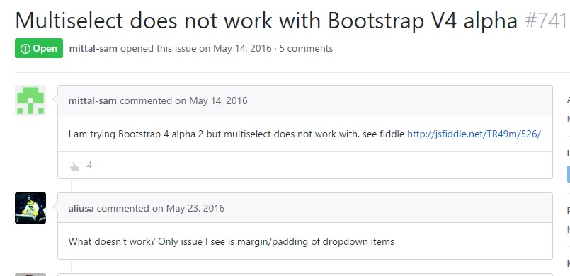 Multiselect does not  do the job with Bootstrap V4 alpha