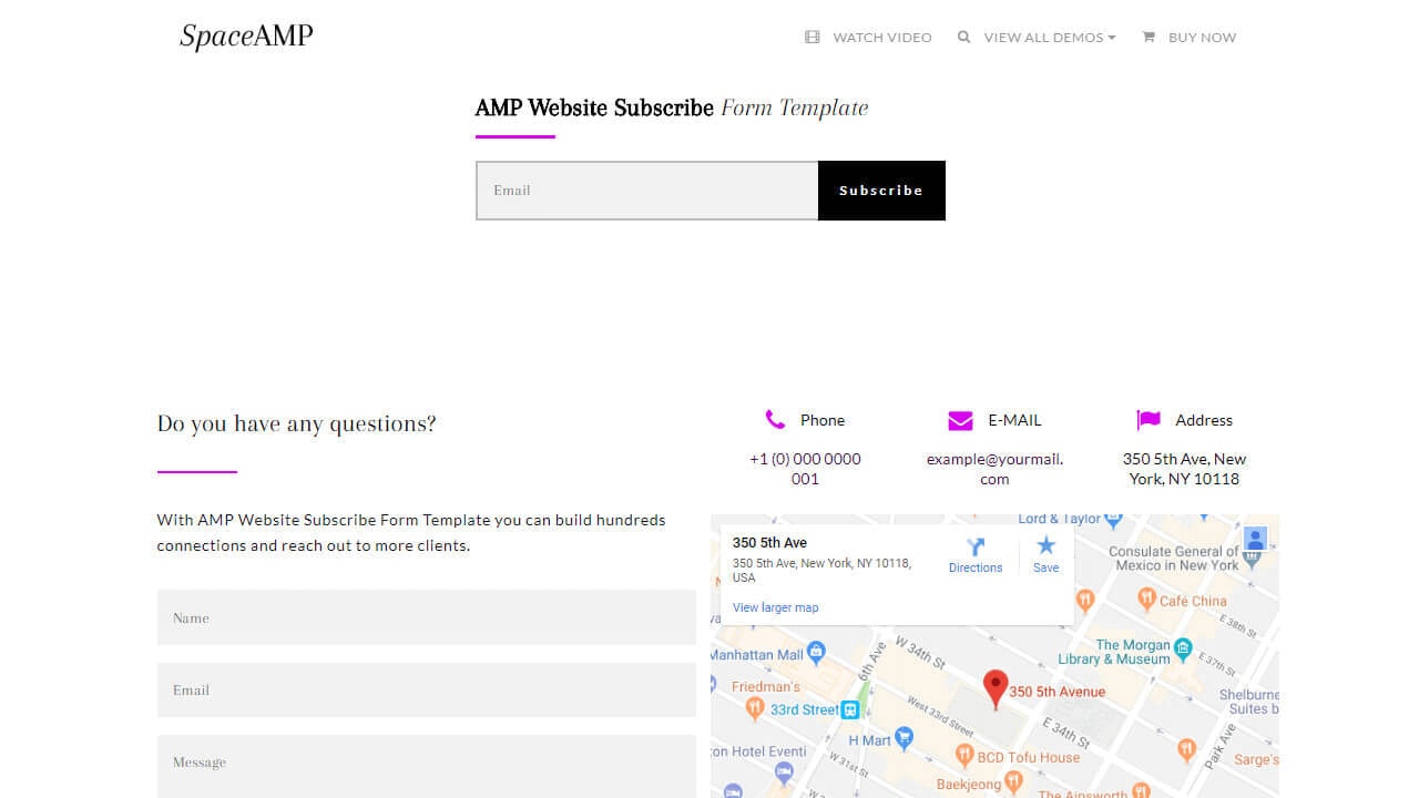 AMP Website Subscribe Form Template